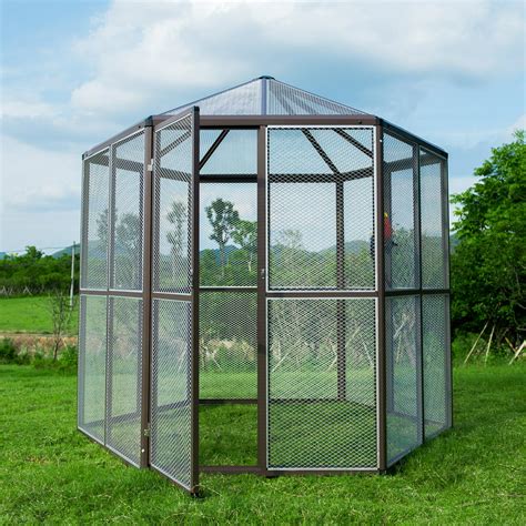 Walcut Large Aluminum Hexagonal Walk-in Bird Aviary Cages Parrot Macaw Reptile - Walmart.com ...