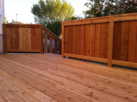 Stained Cedar Deck with Fenced Railing in Calgary