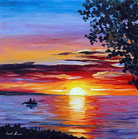 ROMANTIC SUNSET — PALETTE KNIFE Oil Painting On Canvas By Leonid ...