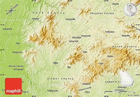 Physical Map of Fannin County