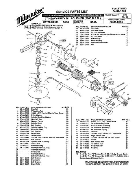 Milwaukee 5536 814a Parts - ?7" HEAVY-DUTY D.I. POLISHER (2800 R.P.M.) - Milwaukee Polisher ...