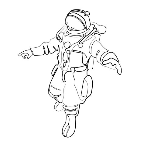 Astronaut One continuous line drawing vector simple illustration ...