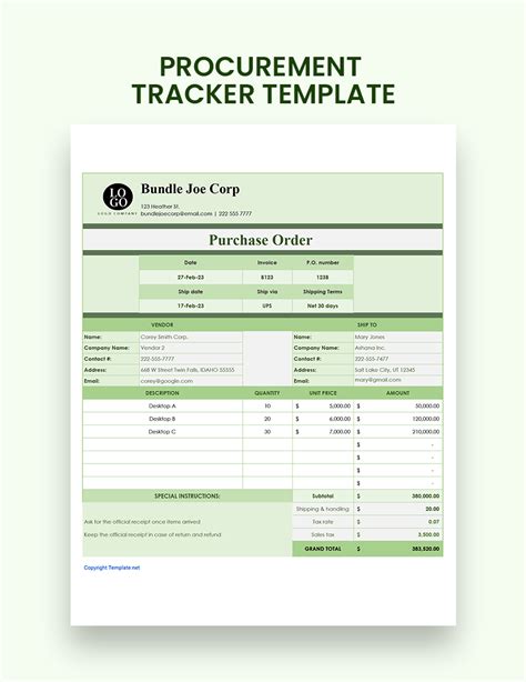 Free Procurement Tracker Template - Google Sheets, Excel | Template.net