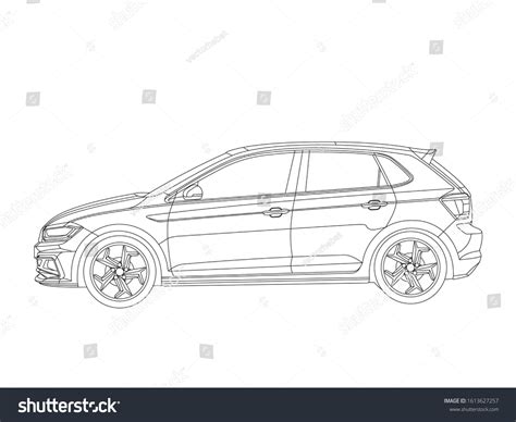 Outline Side View Drawing Car Stock Vector (Royalty Free) 1613627257 | Shutterstock