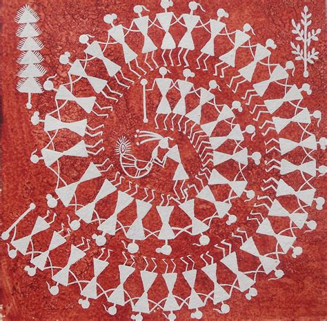 Tarpa Dance Original Warli Painting- Indian Tribal Art Painting by Aboli Salunkhe