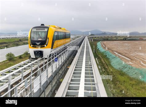 Incheon, South Korea - May 24, 2016: Maglev magnetic levitation train at Seoul Incheon Airport ...