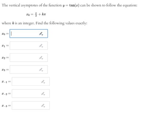 Solved The vertical asymptotes of the function y=tan(x) can | Chegg.com