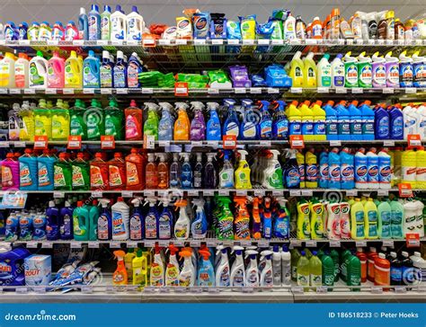 Household Cleaning Products on Supermarket Shelf Editorial Stock Photo ...