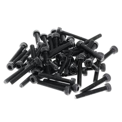 50Pcs M3 x20mm Hex Socket Head Screws Black Allen Hexagon Screw Metal Fasteners Electric ...