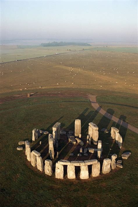 Aerial view of Stonehenge, UNESCO World Heritage Site, Salisbury Plain, Wiltshire, Englan ...