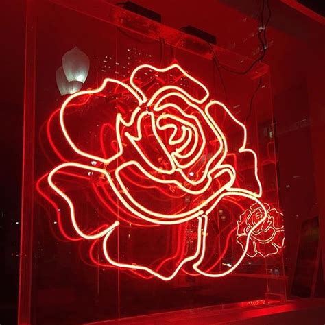 aesthetic, neon light, red, roses, dark pale - image #4304990 by ...