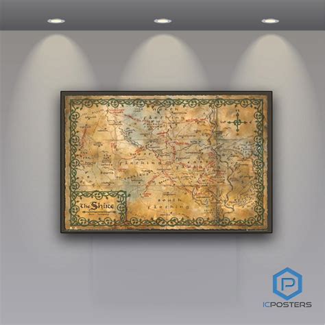 The Hobbit Map of the Shire Maxi Poster Laminated or Framed 90cm | #1775309778