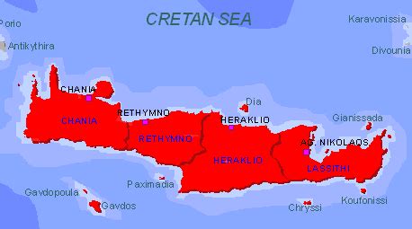 Map Greek Island of Crete