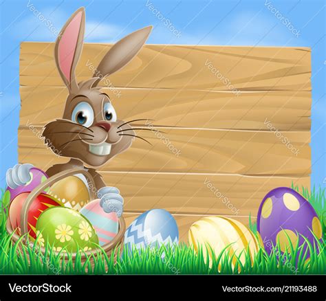 Easter bunny background sign Royalty Free Vector Image