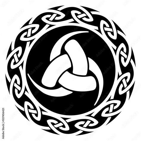 Triple Horn of Odin, Norse mythology, viking symbol, celtic knot, vector, isolated, white ...