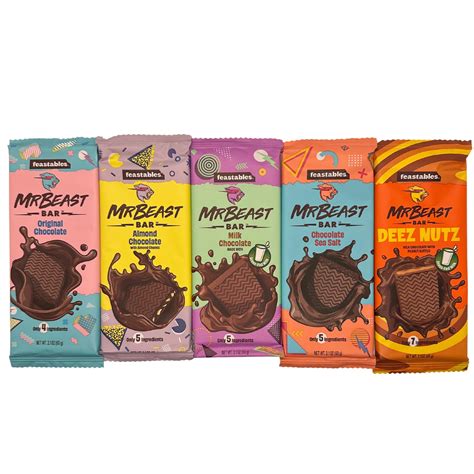 Buy Feastables Mr Beast Chocolate Bars – NEW Deez Nuts Peanut Butter Milk Chocolate, Original ...