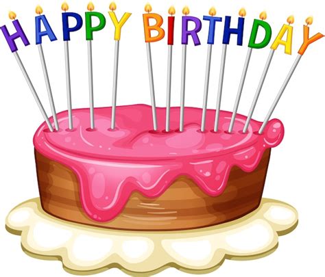 Happy birthday card template with pink cake Vector | Free Download