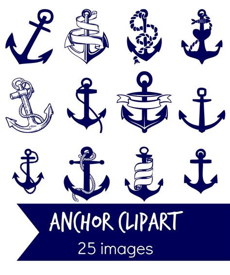 ANCHOR Clip Art Navy Blue Anchor Digital Clip Art Nautical - Etsy Canada