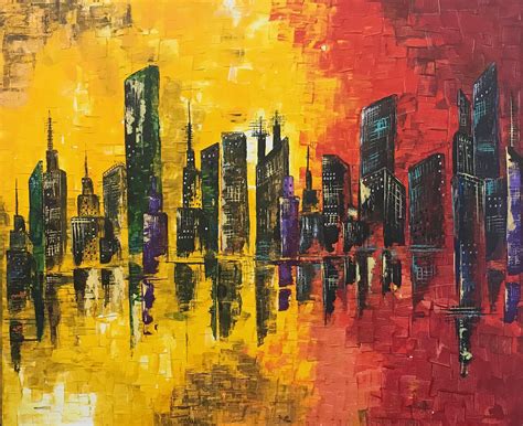 Buy PaintingsNight City Abstract Painting - Buy Paintings