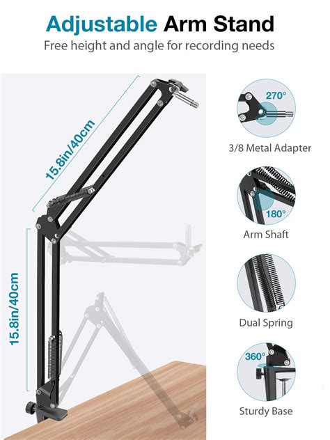 MU056L Large Adjustable Mic Stand for Blue Snowball, Snowball iCE – InnoGear