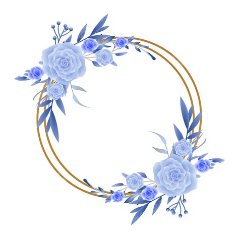 Rose Flower Bouquet Vector Art PNG, Circle Frame With Vector Blue Rose Flower Bouquet, Circle ...