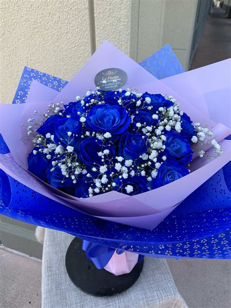 2 Dz. Blue Roses Wrapped Bouquet (PRE-ORDER ONLY) in San Jose, CA | La Floriya