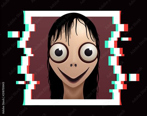 Scary Momo demon with big eyes and wide smile for halloween holliday. call Momo monster. Vector ...