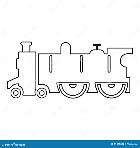 Old Steam Locomotive Icon , Outline Style Stock Vector - Illustration ...