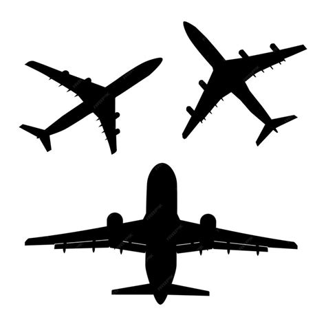 Premium Vector | Black and white plane silhouette