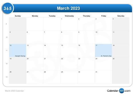 March 2023 Calendar