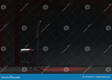 Free Stage with Lights, Lighting Devices on Theater with Red Spot Stock ...