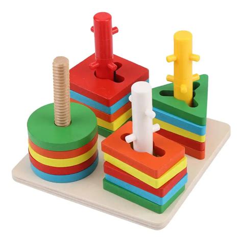 1pcs Wooden Block Toy Solid Wooden Stacking Blocks Baby Learning ...