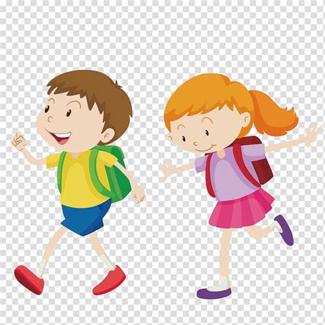 Children Walking To School Cartoon