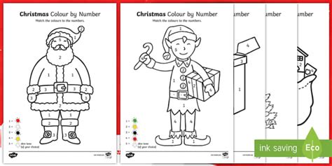 EYFS Christmas Colour by Numbers Activities - (teacher made)