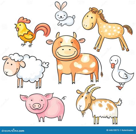 Cartoon farm animals stock vector. Illustration of themes - 44610073