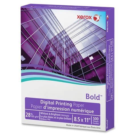 Xerox Bold Digital Printing Paper, Letter Size (8 1/2" x 11"), 100 (U.S.) Brightness, 28 Lb, FSC ...