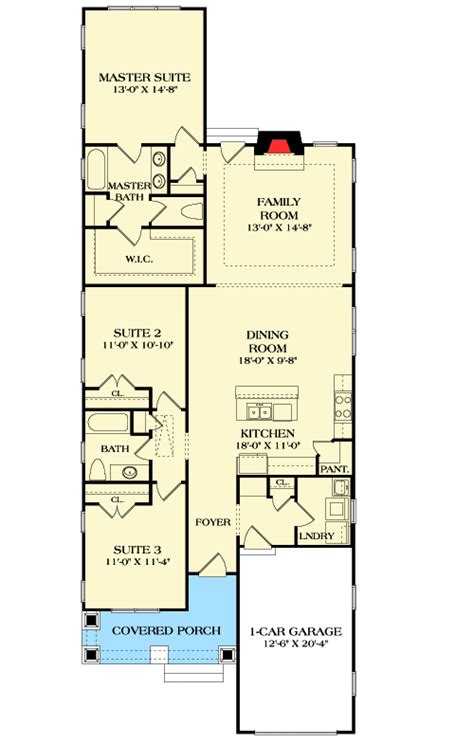 Long and Narrow Craftsman House Plan - 17732LV | 1st Floor Master Suite, Butler Walk-in Pantry ...