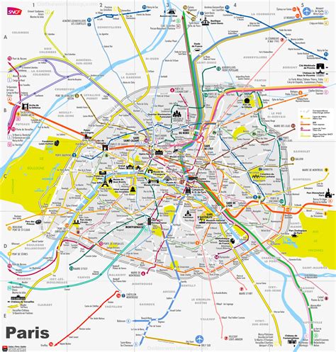 Paris tourist attractions map