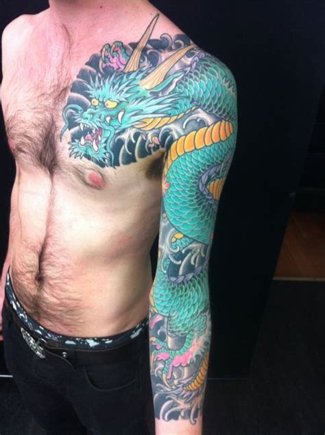 Green Dragon Full Sleeve Tattoo | Tatuagem de dragão, Estilo de tatuagem, Tatuagem dragão