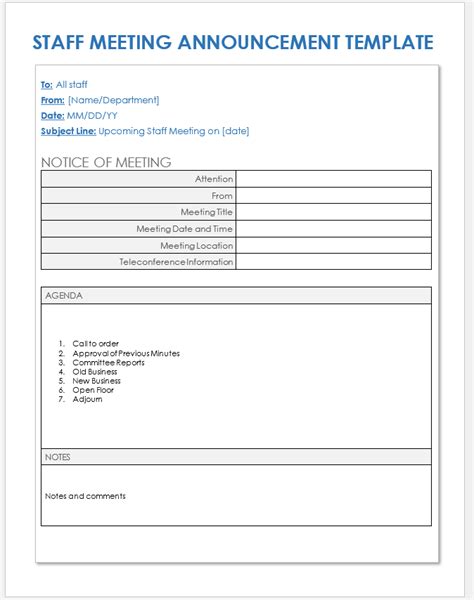 Free Staff Meeting Templates | Smartsheet