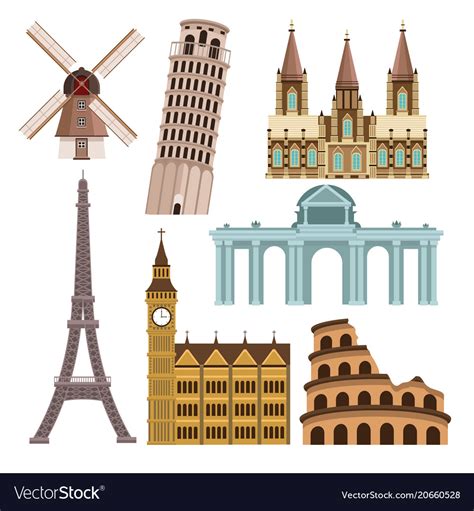 Monuments of europe Royalty Free Vector Image - VectorStock