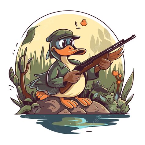 Duck Hunt, Sticker Clipart Duck Hunting Character Vector Illustration Cartoon, Sticker, Clipart ...