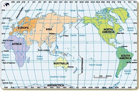 Free Printable World Map with Longitude and Latitude in PDF - Blank ...