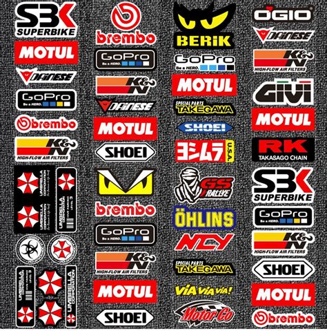 Motorcycle Car Stickers Equipment Sponsor Decals PVC Material for Agv ...