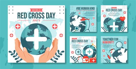 Red Cross Day Social Media Post Flat Cartoon Hand Drawn Templates Background Illustration ...