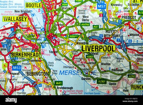 Road Map of Liverpool, England Stock Photo - Alamy