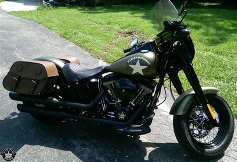 Harley Softail Slim Viking Odin Brown Large Motorcycle Saddlebags