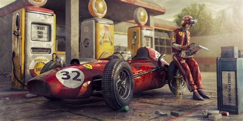 artwork, car, numbers, vehicle, red cars, race cars, Ferrari, ferrari ...