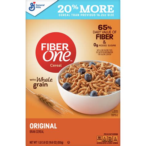 General Mills, Fiber One Breakfast Cereal, Original Bran, Whole Grain ...