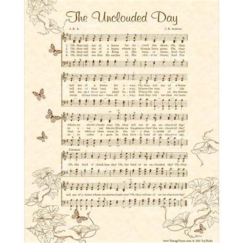 The Unclouded Day Custom Christian Home Decor Vintageverses Sheet Music Hymn Wall Art ...